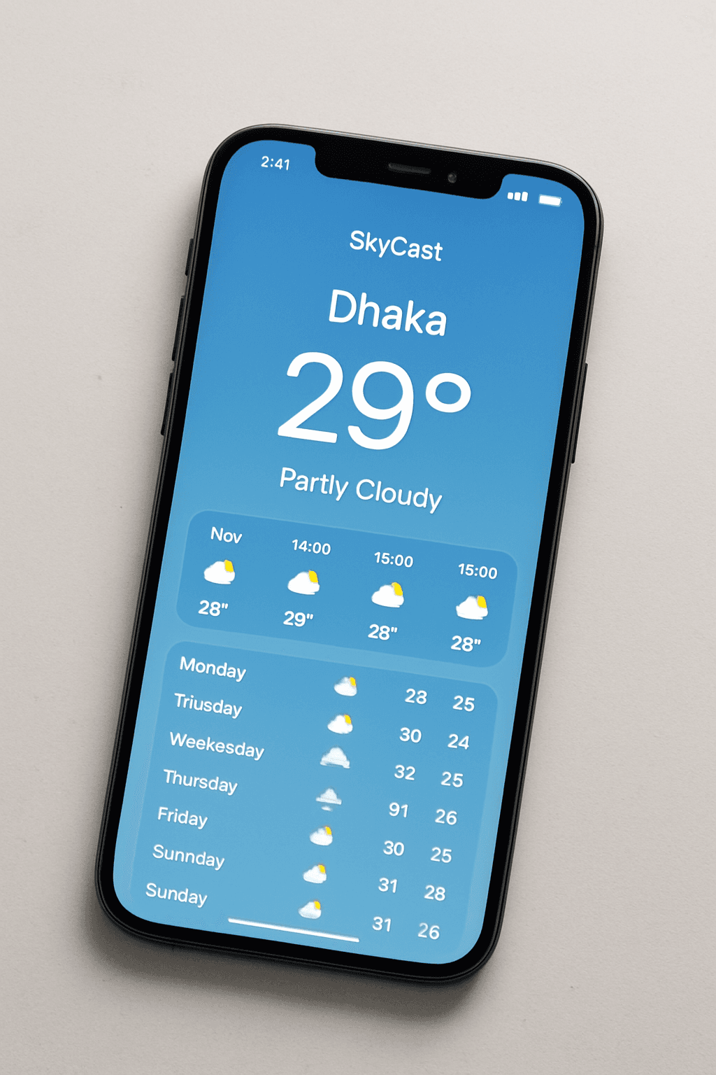 SkyCast – Weather Forecast Mobile App